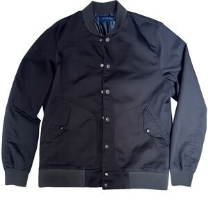 Five Four Men's Navy Bomber Jacket with Snap Front